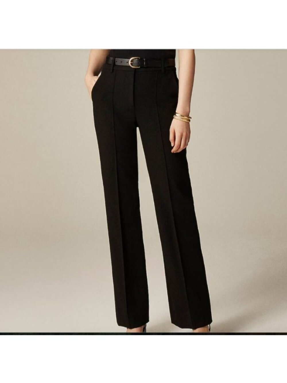 J.Crew Petite Natalia Dress Pant 8P Black Wide Carreman Stretch Office Business